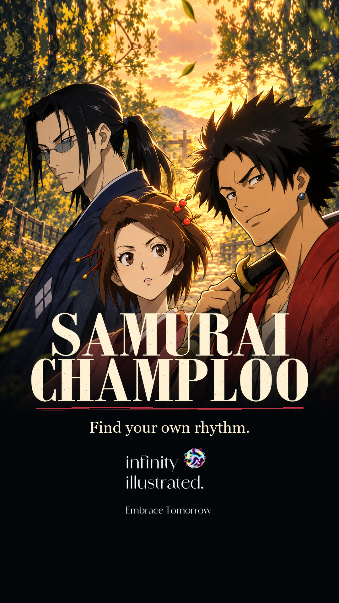 Mugen, Jin and Fuu in the approved Samurai Champloo editorial cover